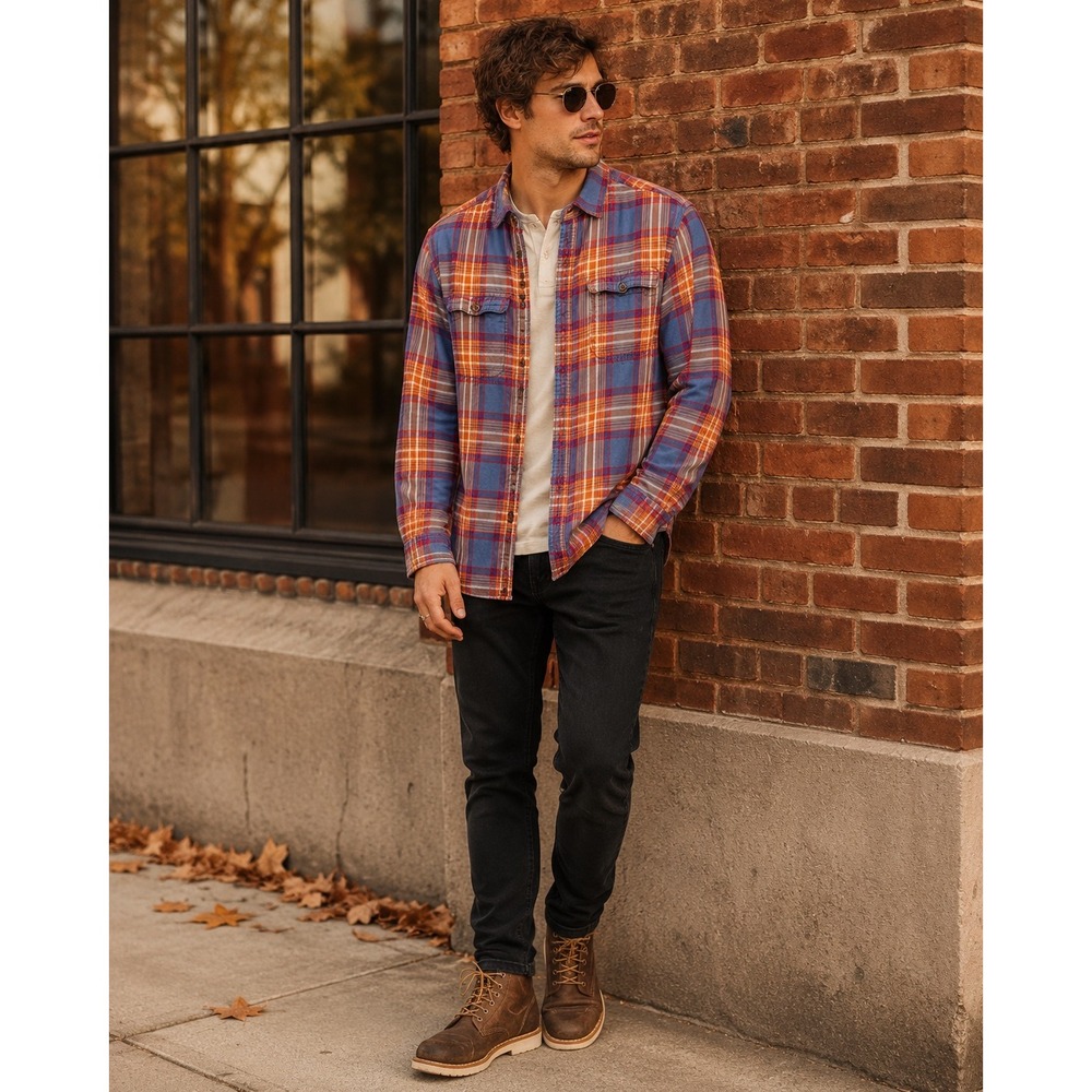 Columbia Mens Medium Plaid Thermal Lined Flannel Shirt Workwear Outdoor Shacket
